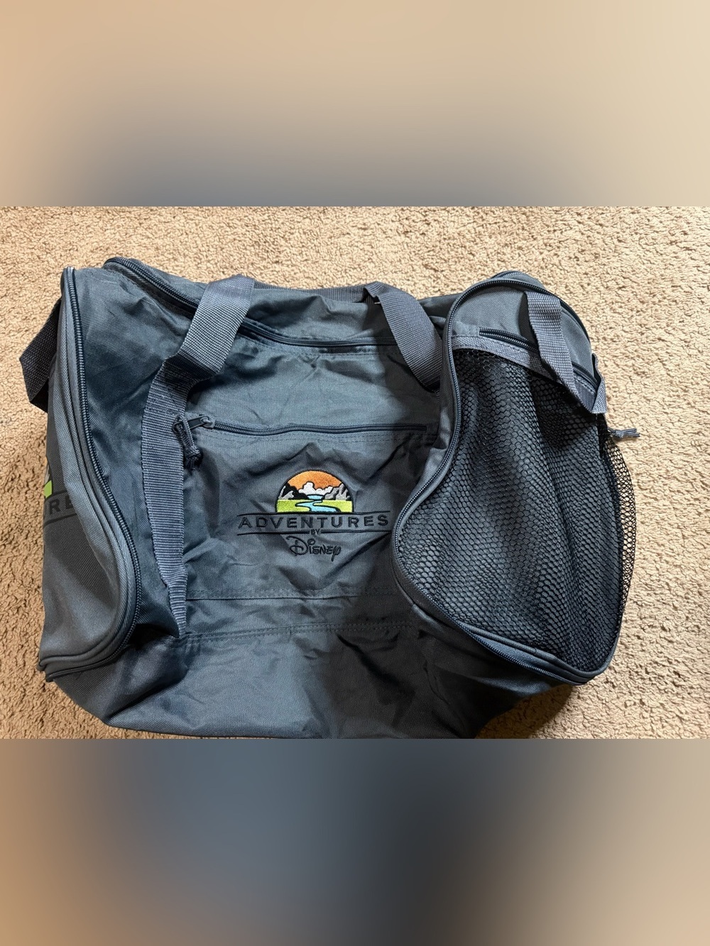 Vintage Adventures by Disney Spell Out Handle Duffel Bag Carry On Gray
